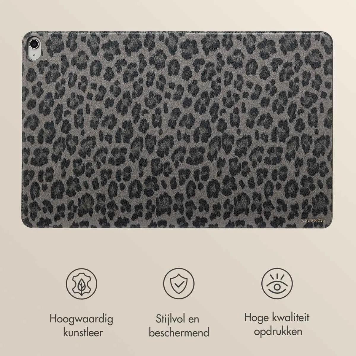 Selencia Tablethoes SH00084466 - iPad Air 11" - Panterprint - Zwart