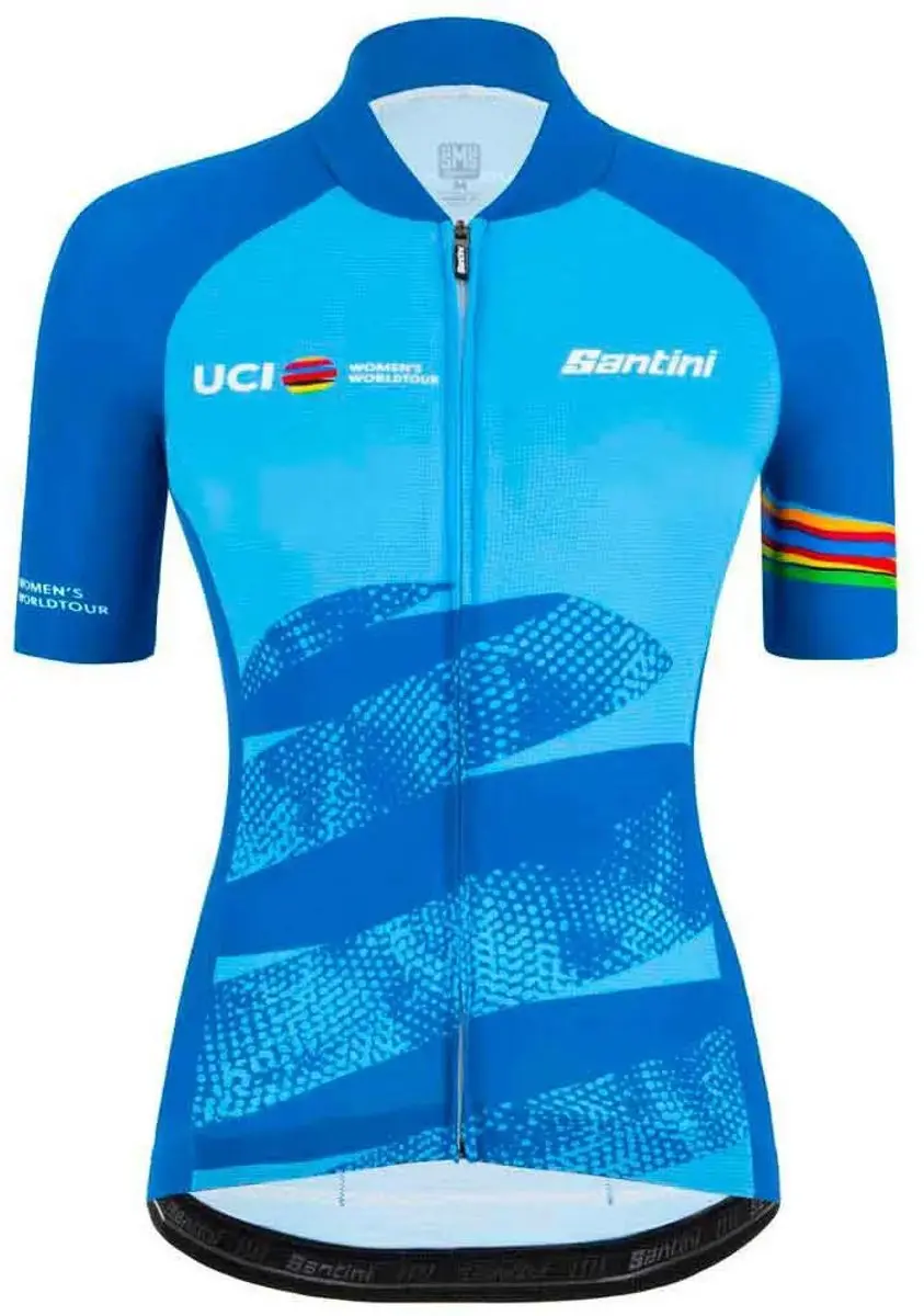 Santini Leader Uci World Tour Korte Mouw Wielertrui Blauw S Vrouw