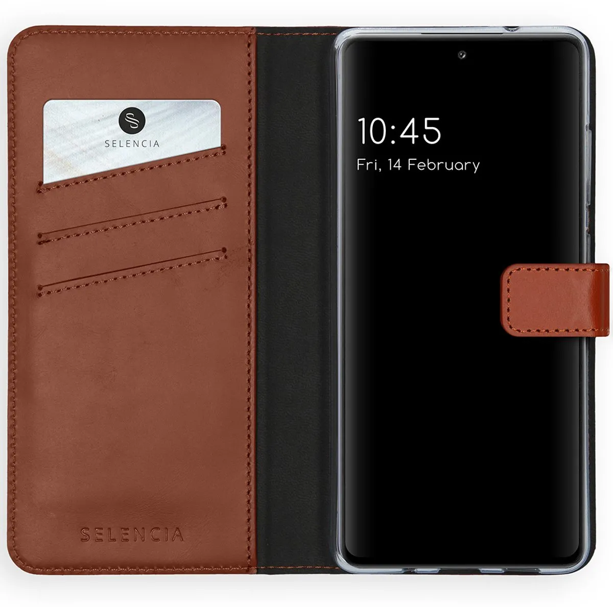 Selencia Hoesje Samsung Galaxy S20 FE - Echt Lederen Bookcase Lichtbruin