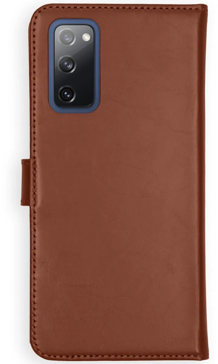Selencia Hoesje Samsung Galaxy S20 FE - Echt Lederen Bookcase Lichtbruin