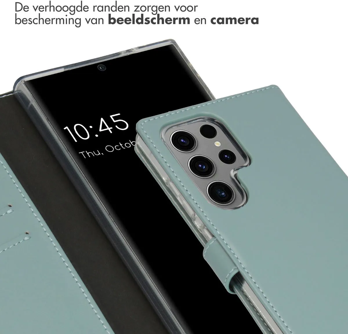Selencia Hoesje Samsung Galaxy S24 Ultra - Echt Lederen Bookcase Lichtblauw