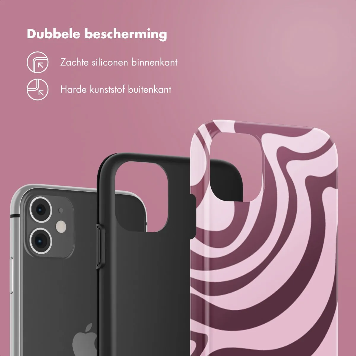 Selencia Hoesje iPhone 11 Wavy Swirl Pink Plum