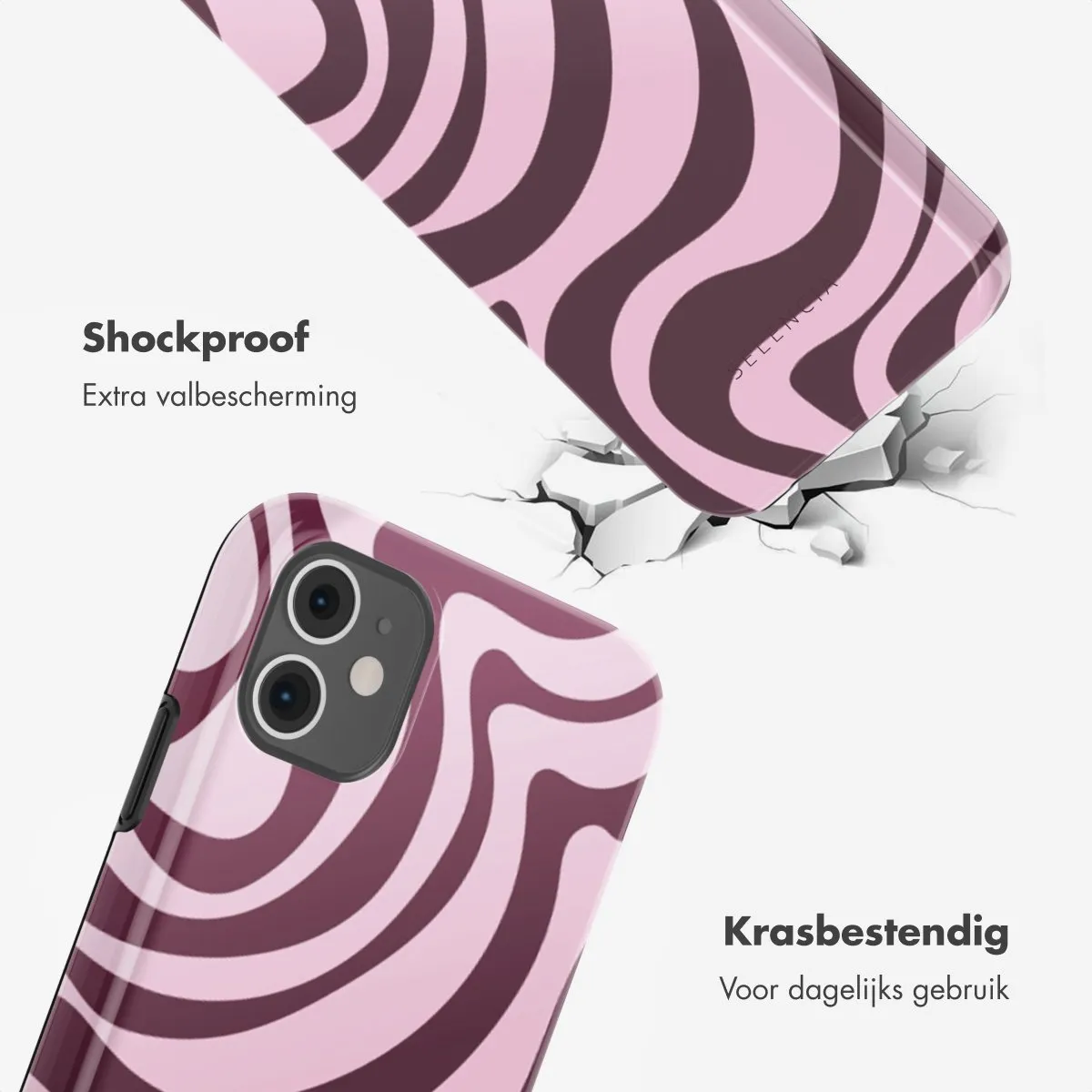 Selencia Hoesje iPhone 11 Wavy Swirl Pink Plum