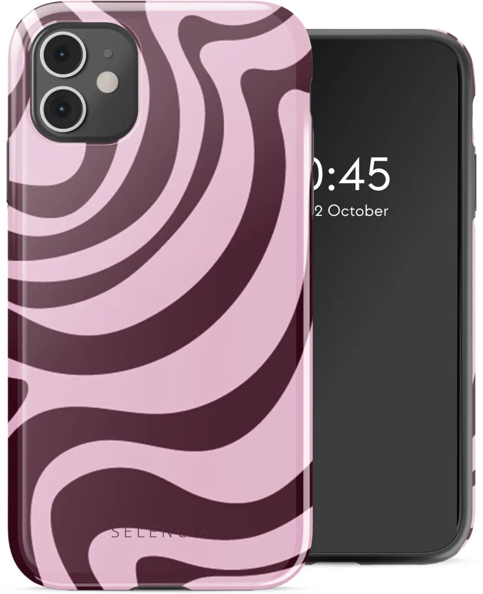 Selencia Hoesje iPhone 11 Wavy Swirl Pink Plum