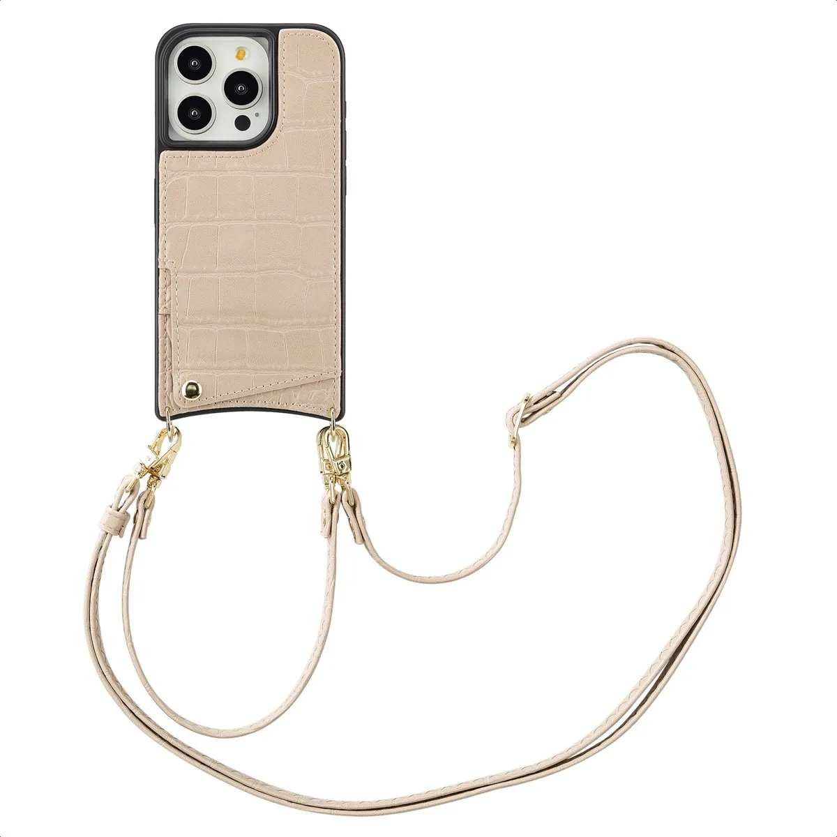 Selencia Hoesje iPhone 15 Pro Croco Beige