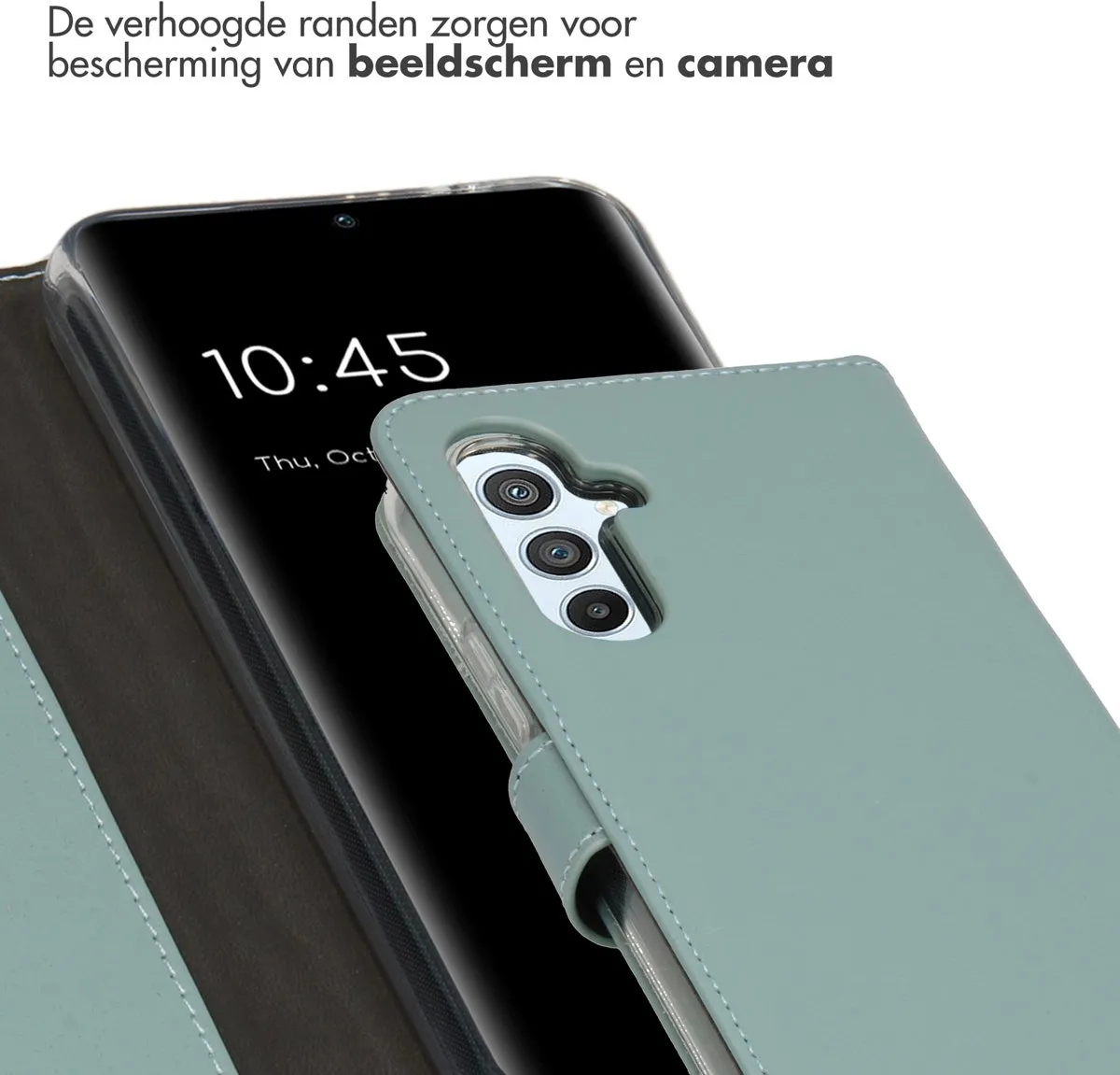 Selencia Hoesje Samsung Galaxy A54 - Echt Lederen Bookcase Lichtblauw