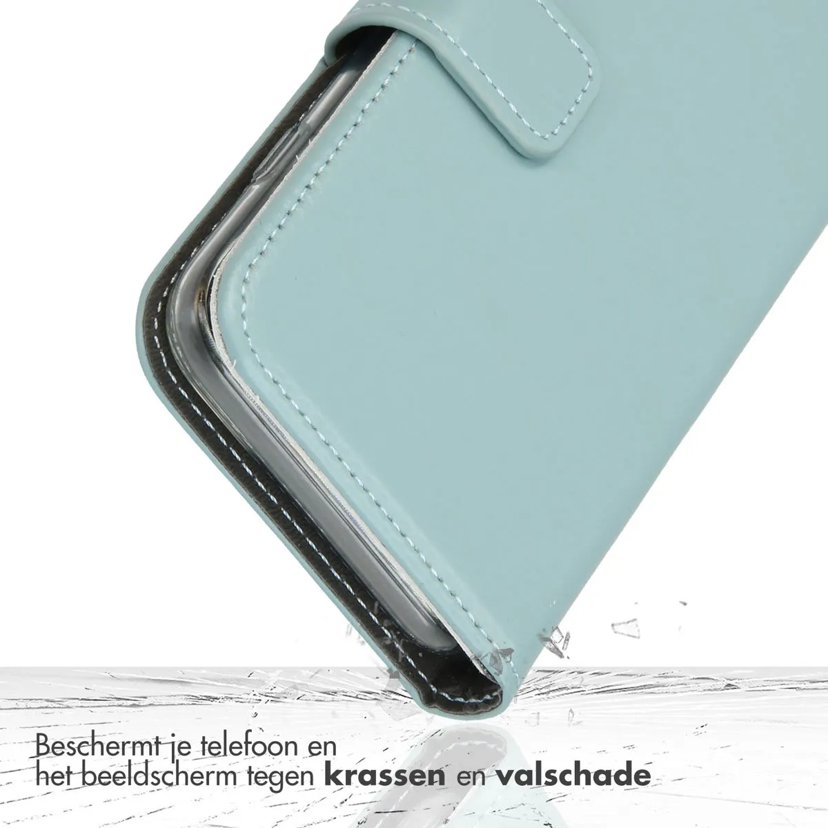 Selencia Hoesje Samsung Galaxy A54 - Echt Lederen Bookcase Lichtblauw
