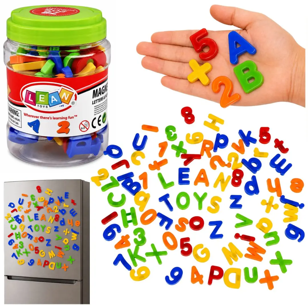 Magnetische letters en cijfers in een potalfabet van 78 elementen