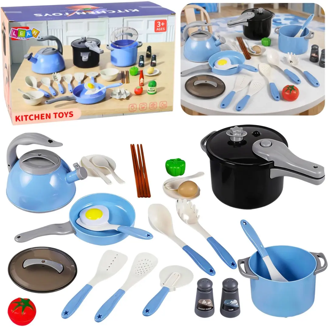 Keukengerei Set Potten Koekenpan Waterkoker Accessoires Blauw 32 St.