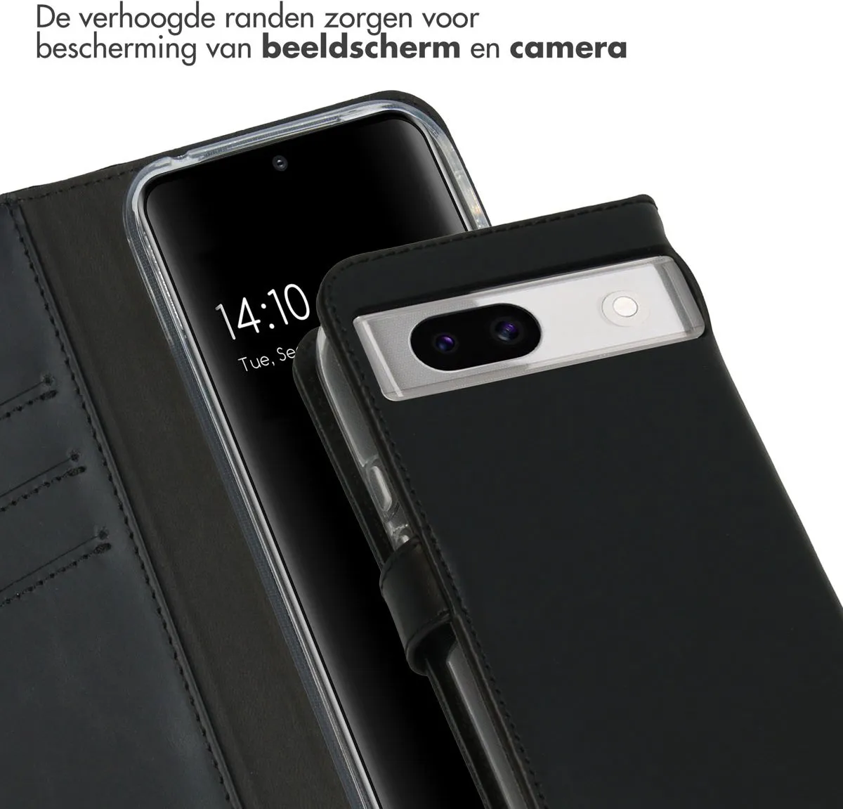 Selencia Hoesje Google Pixel 8a - Lederen Bookcase - 3 Pasjes - Zwart