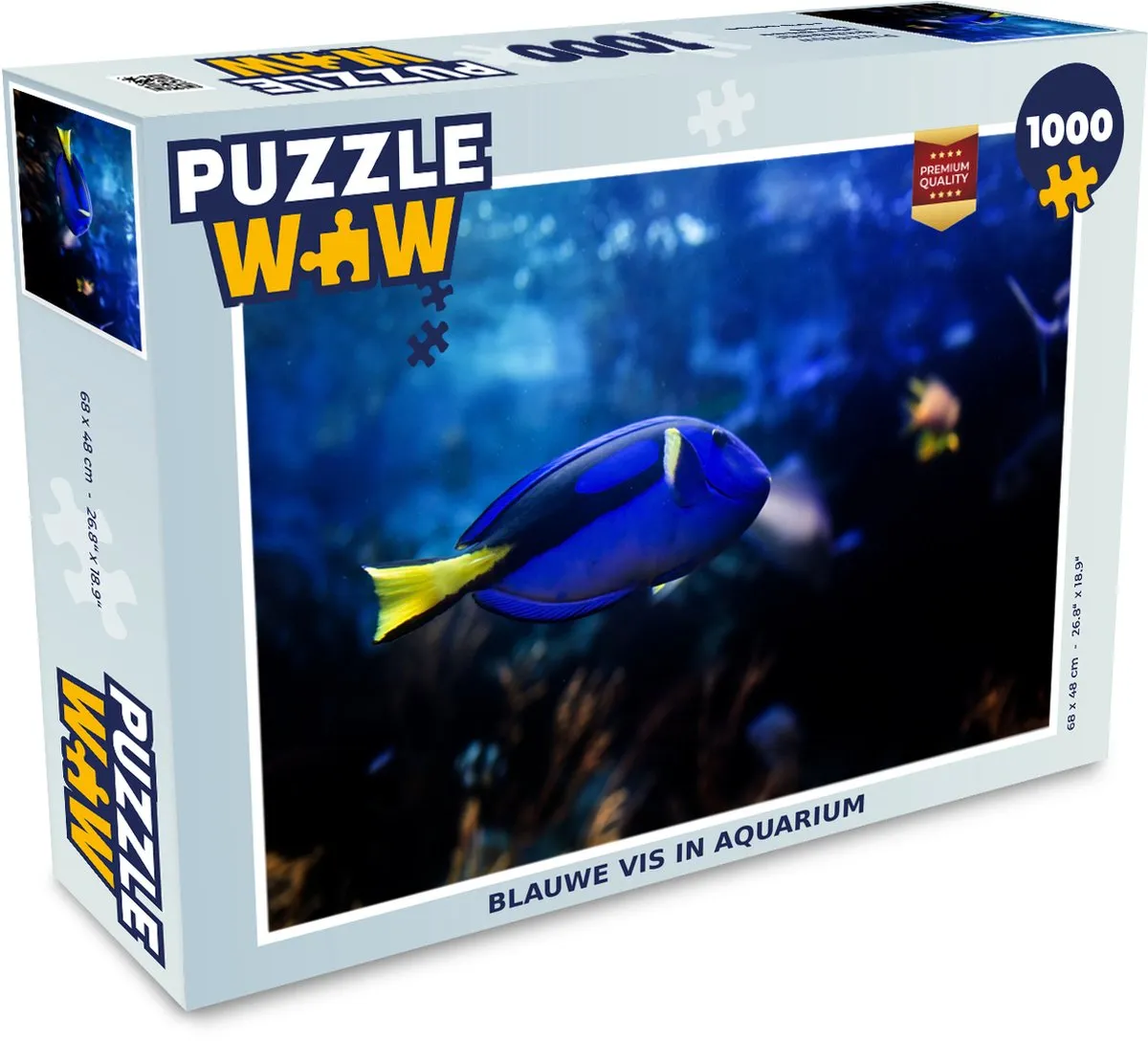 PuzzleWow Legpuzzel Blauwe vis in aquarium 1000 Stuks