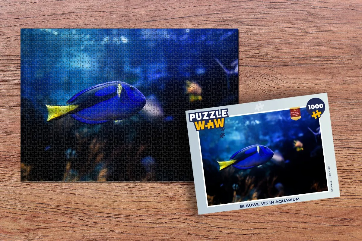 PuzzleWow Legpuzzel Blauwe vis in aquarium 1000 Stuks