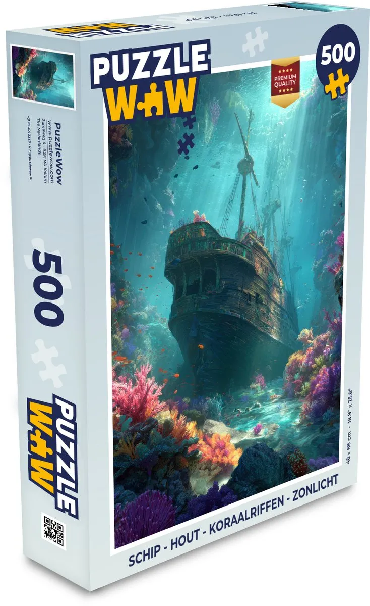 PuzzleWow Legpuzzel Schip Koraalriffen 500 Stuks