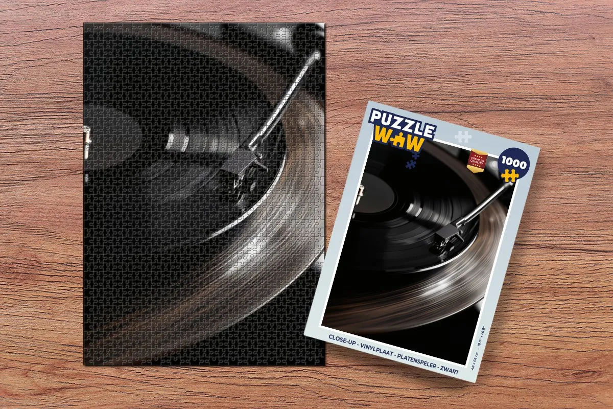 PuzzleWow Close-up Vinylplaat Legpuzzel 1000 Stuks - Zwart