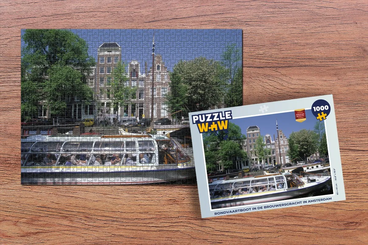 PuzzleWow Rondvaartboot Amsterdam Legpuzzel 1000 Stuks - Multicolor