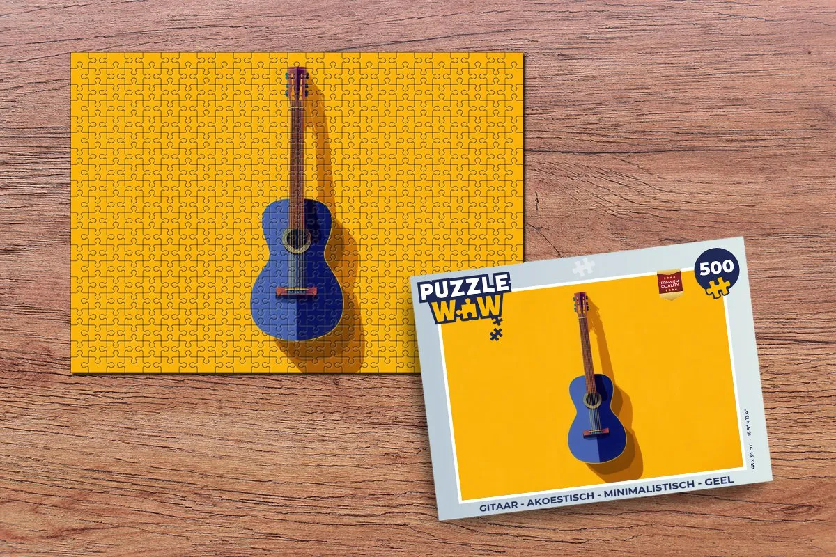 PuzzleWow Gitaar Puzzel 500 Stuks - Geel