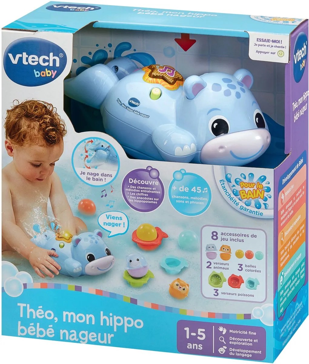 VTech Theo Mijn Baby Zwemmer Nijlpaard - Roze
