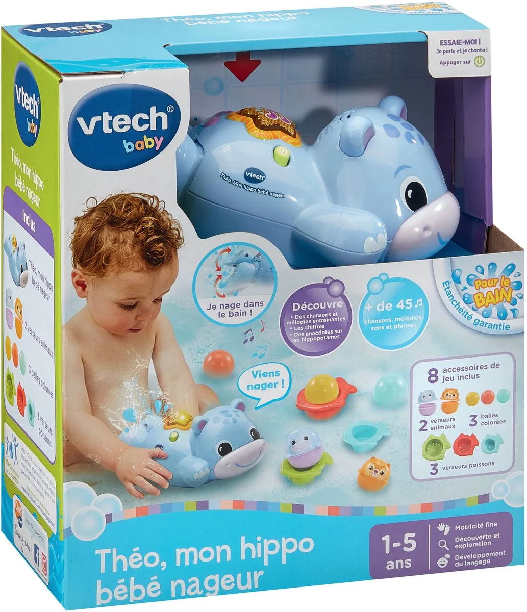 VTech Theo Mijn Baby Zwemmer Nijlpaard - Roze