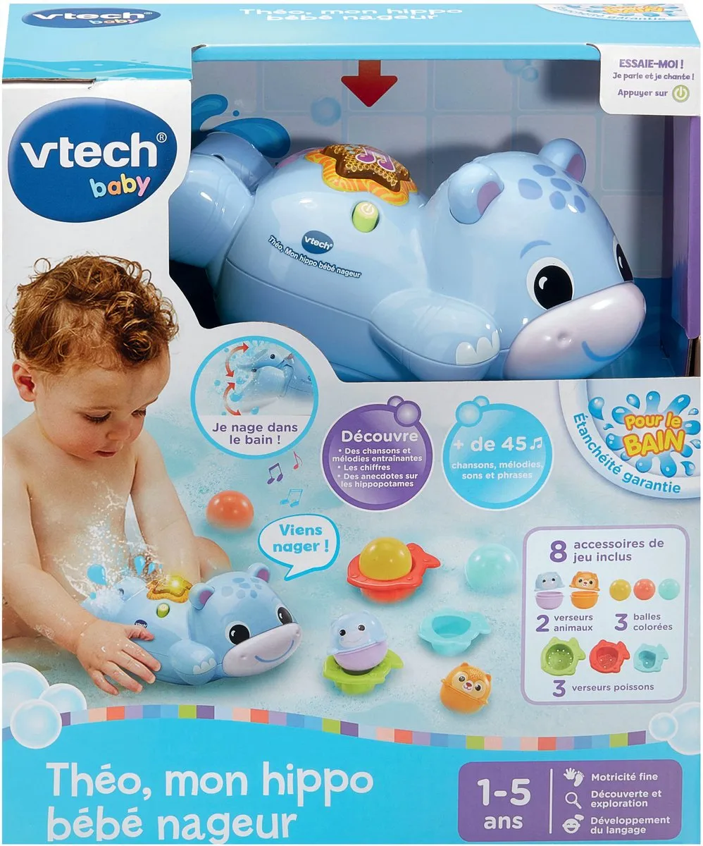 VTech Theo Mijn Baby Zwemmer Nijlpaard - Roze