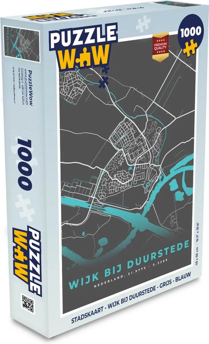 PuzzleWow Stadskaart Wijk bij Duurstede Legpuzzel 1000 Stuks