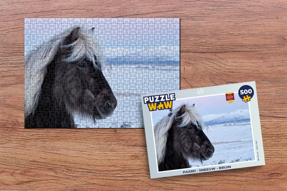 PuzzleWow Paard Sneeuw Legpuzzel 500 Stuks - Multicolor