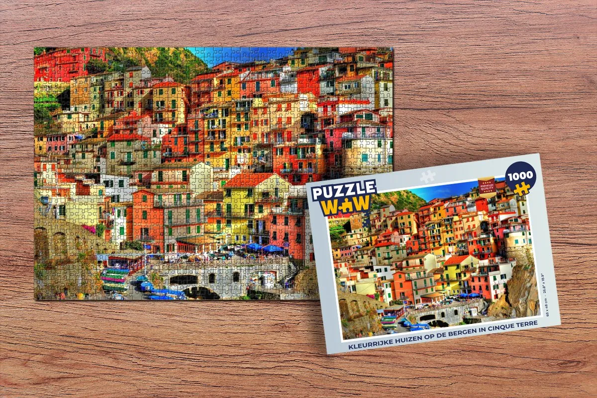 PuzzleWow Kleurrijke Huizen Cinque Terre Legpuzzel 1000 Stuks - Multicolor