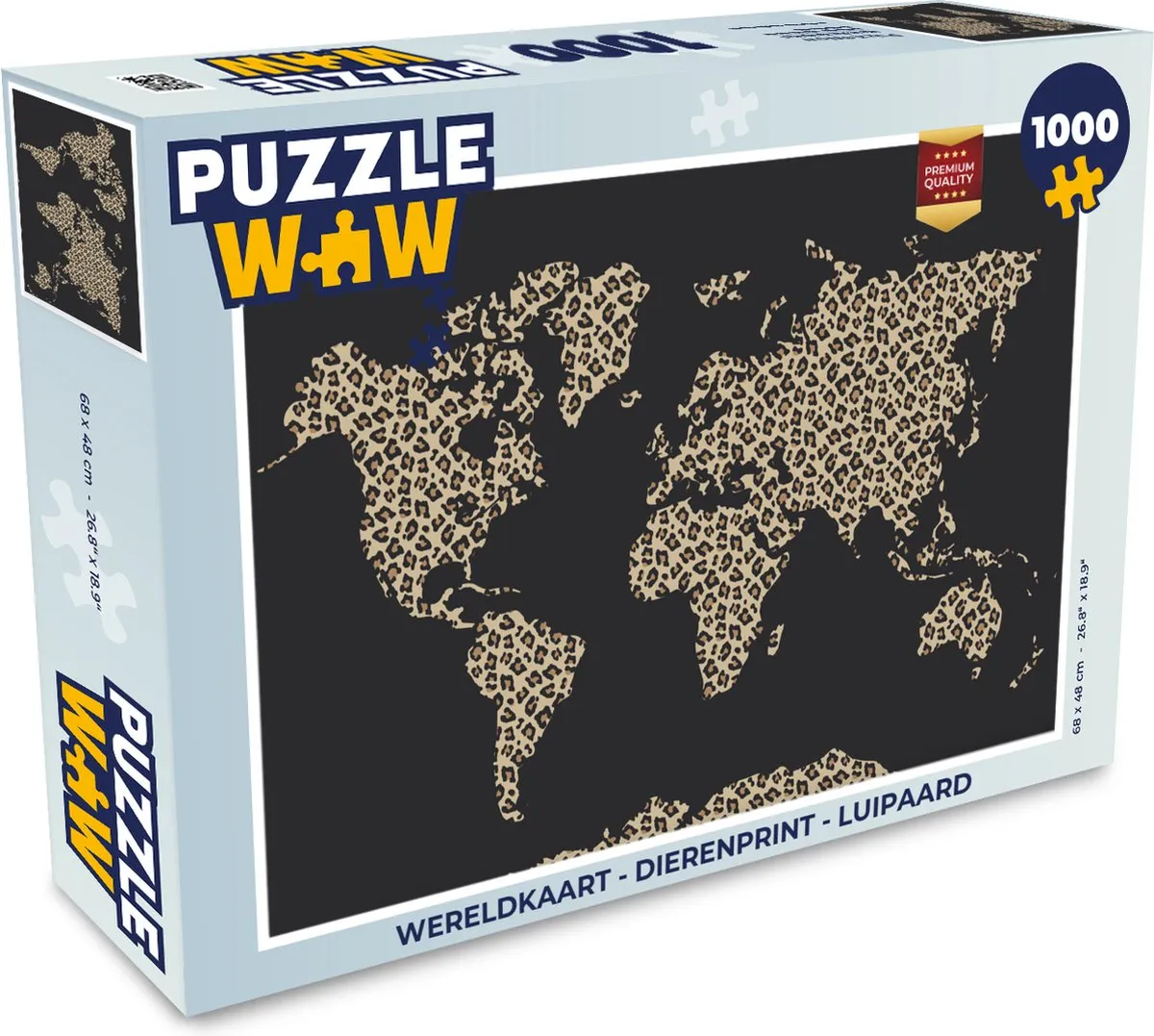 PuzzleWow Wereldkaart Dierenprint Legpuzzel 1000 Stuks