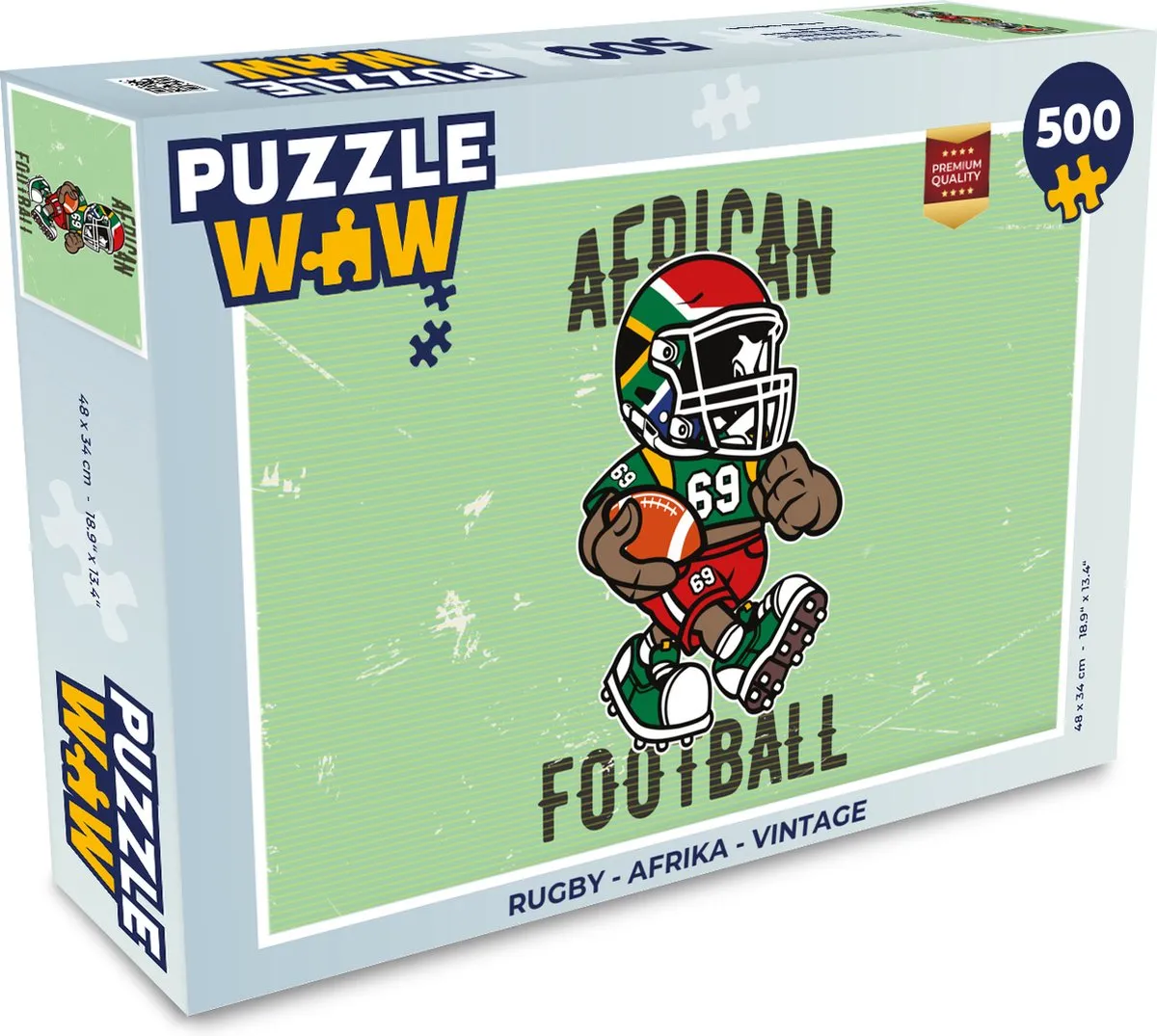 PuzzleWow Rugby Afrika Vintage Legpuzzel 500 Stuks