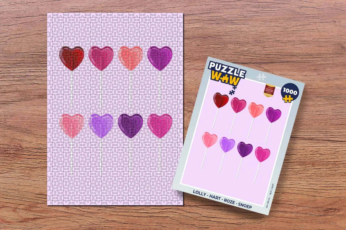 PuzzleWow Lolly Hart Legpuzzel 1000 Stuks - Roze