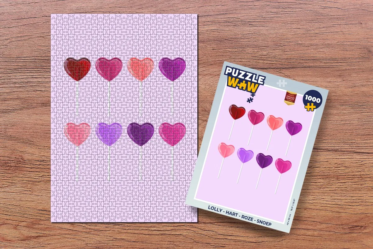 PuzzleWow Lolly Hart Legpuzzel 1000 Stuks - Roze