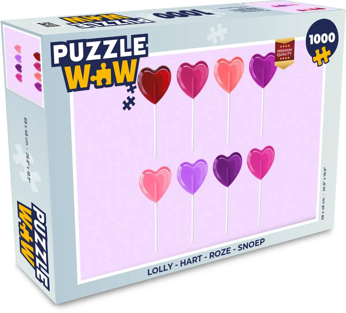PuzzleWow Lolly Hart Legpuzzel 1000 Stuks - Roze