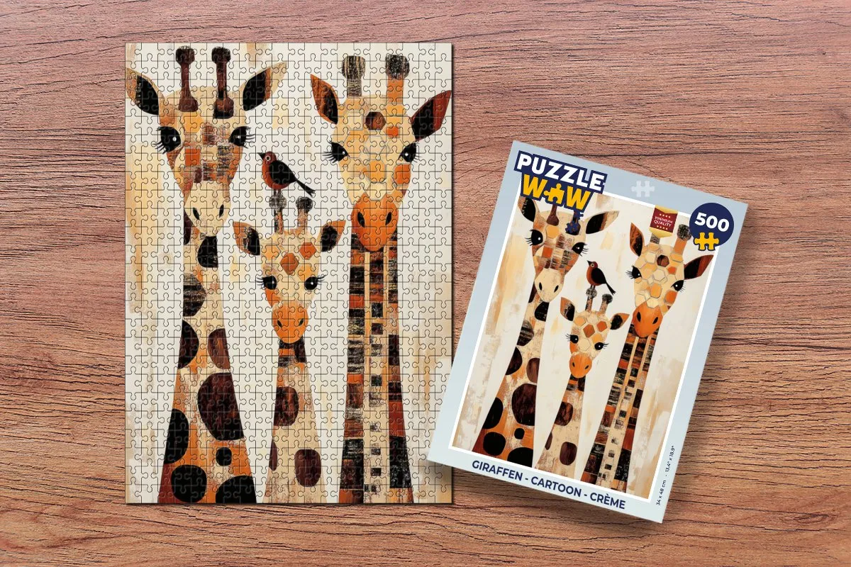 PuzzleWow Giraffen Legpuzzel 500 Stuks - Crème