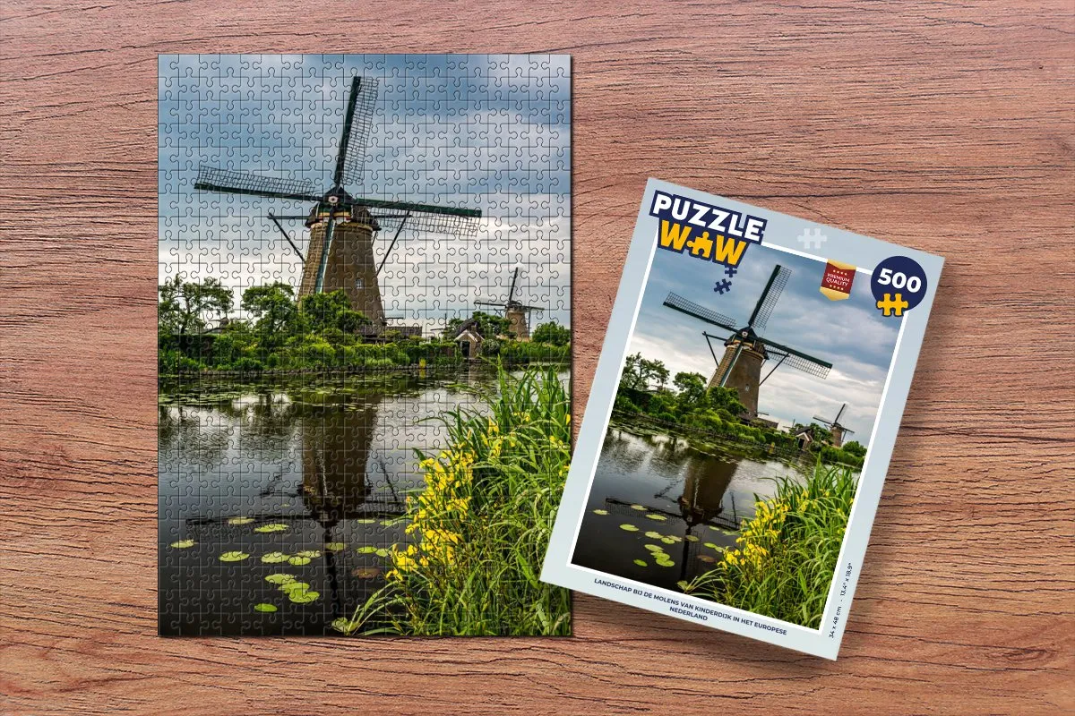 PuzzleWow Molen Bloemen Water Legpuzzel 500 Stuks - Multicolor
