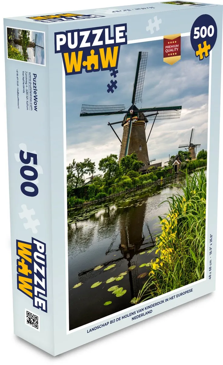 PuzzleWow Molen Bloemen Water Legpuzzel 500 Stuks
