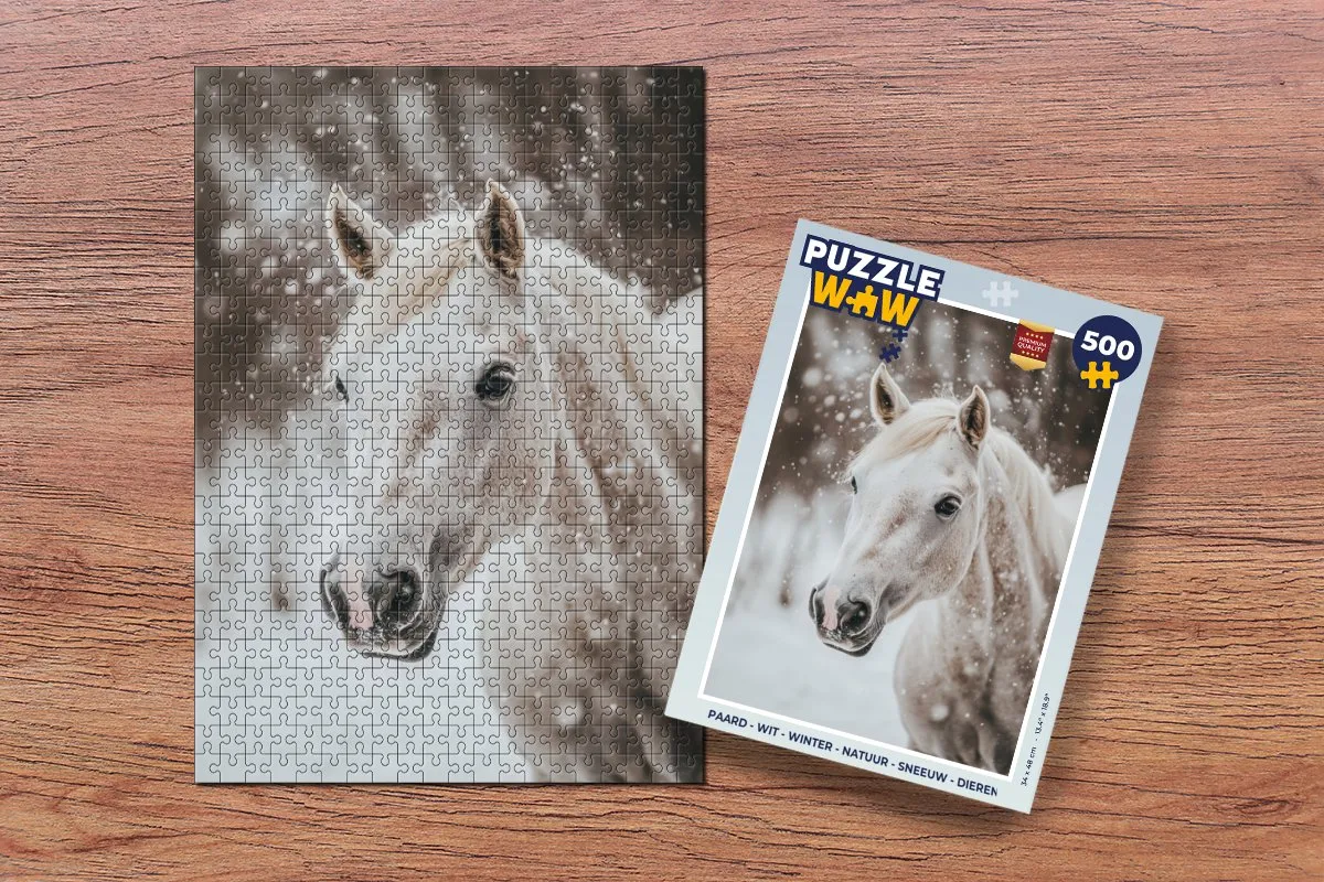 PuzzleWow Paard Legpuzzel 500 Stuks - Wit