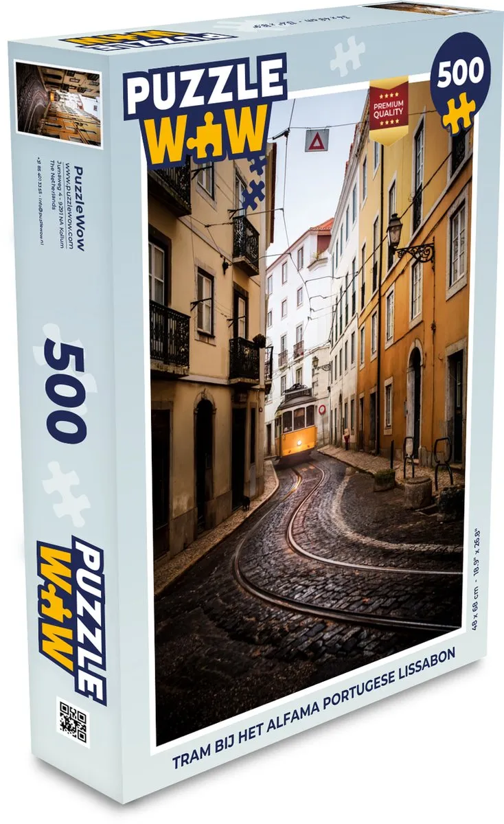PuzzleWow Tram Alfama Lissabon Legpuzzel 500 Stuks - Multicolor
