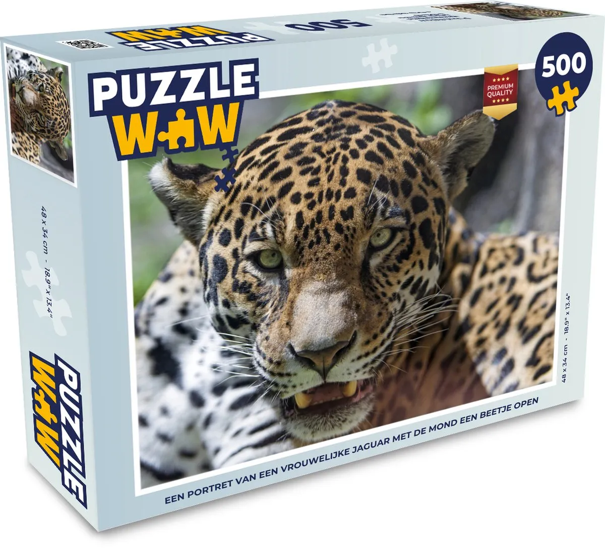 PuzzleWow Jaguar Wild Regenwoud Legpuzzel 500 Stuks - Multicolor