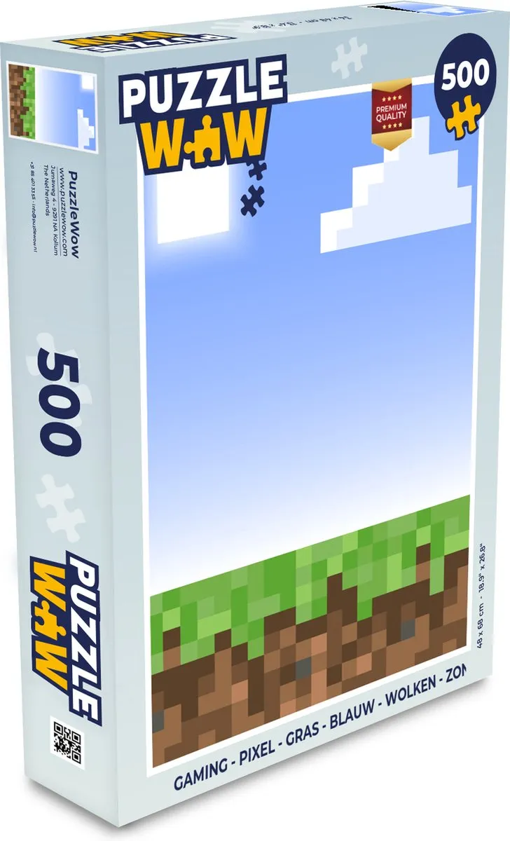 PuzzleWow Pixel Gaming Legpuzzel 500 Stuks - Multicolor