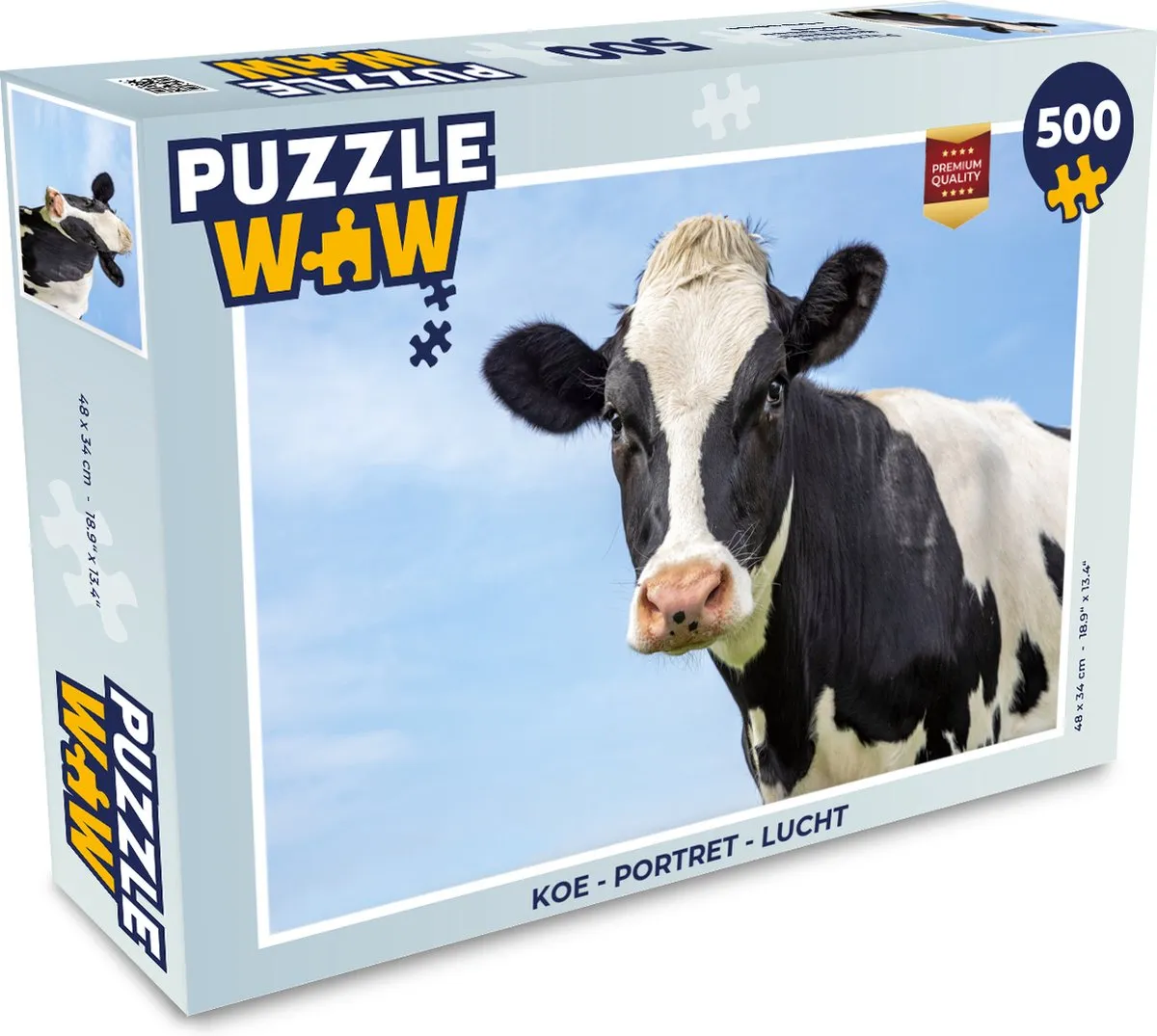 PuzzleWow Koe Portret Lucht Legpuzzel 500 Stuks