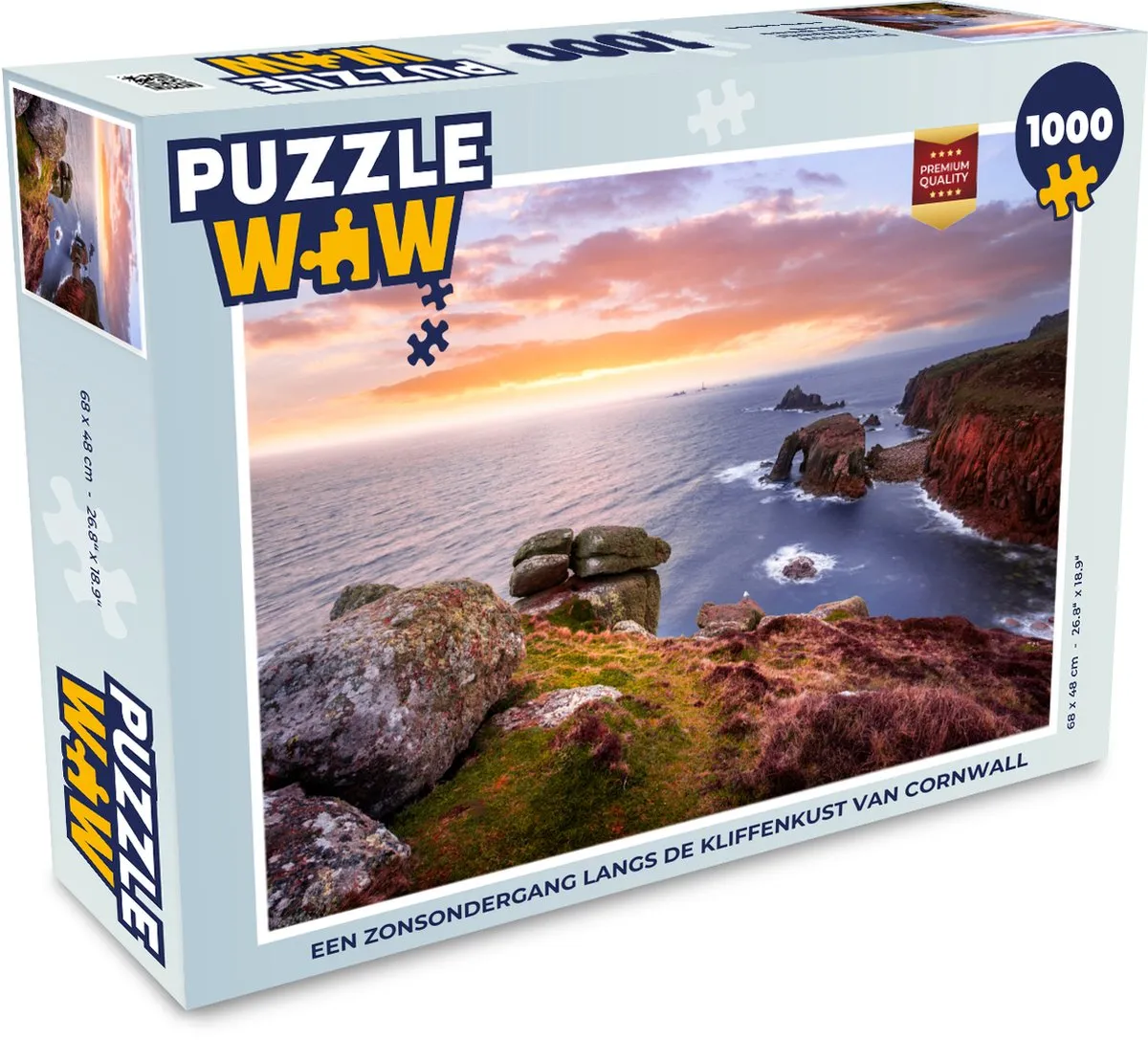 PuzzleWow Legpuzzel Cornwall Kliffenkust 1000 Stuks - Multicolor