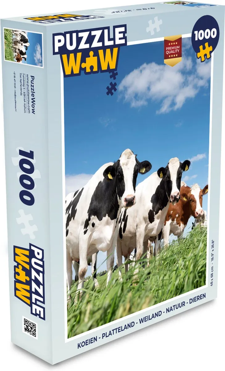 PuzzleWow Platteland Weiland Natuur Legpuzzel 1000 Stuks - Multicolor