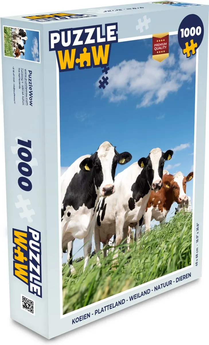 PuzzleWow Platteland Weiland Natuur Legpuzzel 1000 Stuks - Multicolor