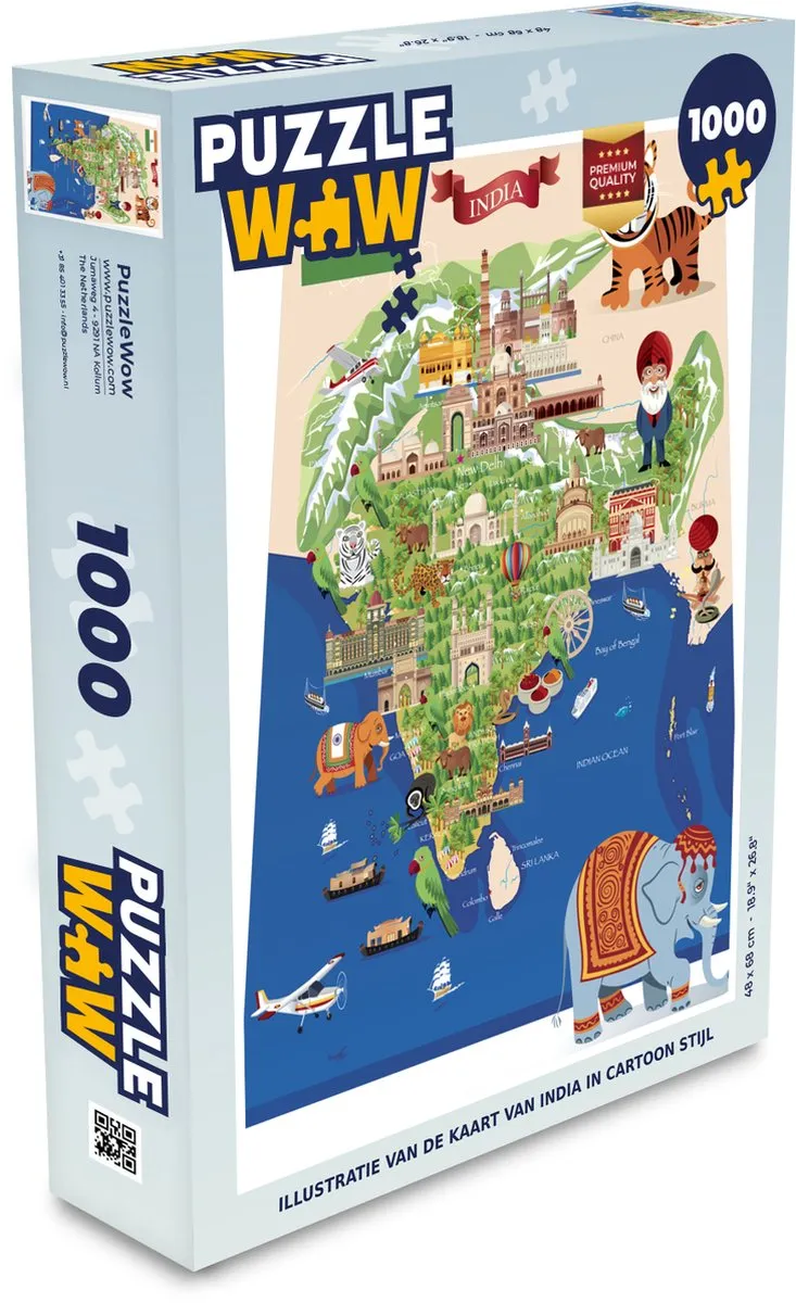 PuzzleWow India Cartoon Legpuzzel 1000 Stuks