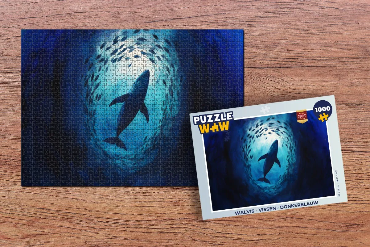 PuzzleWow Walvis Legpuzzel 1000 Stuks - Donkerblauw