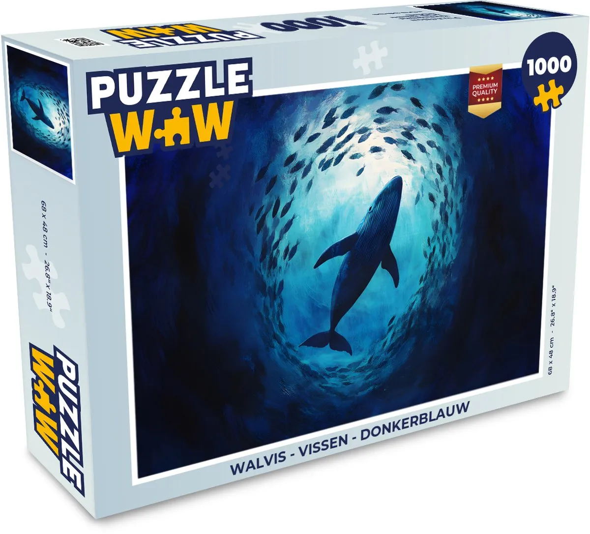 PuzzleWow Walvis Legpuzzel 1000 Stuks - Donkerblauw