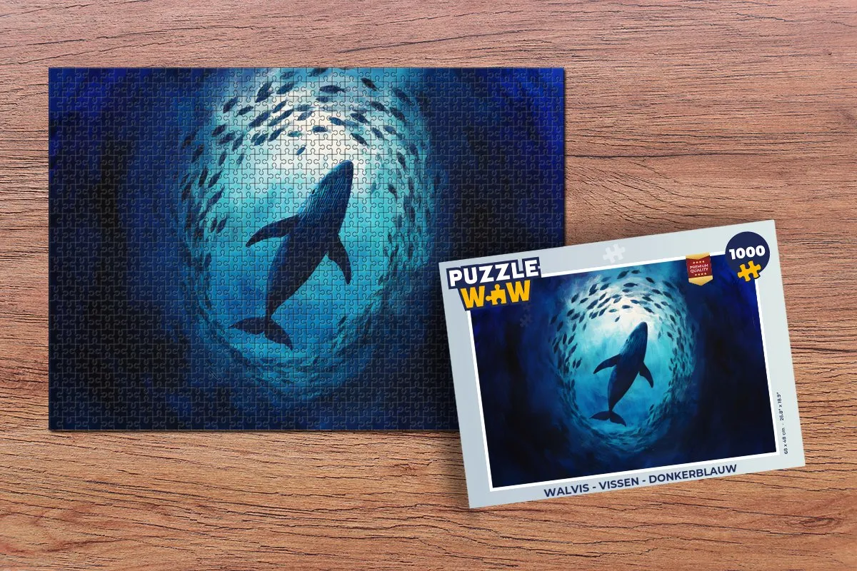 PuzzleWow Walvis Legpuzzel 1000 Stuks - Donkerblauw