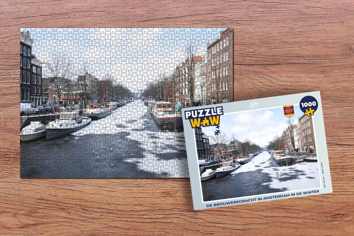PuzzleWow De Brouwersgracht Winter Legpuzzel 1000 Stuks - Multicolor