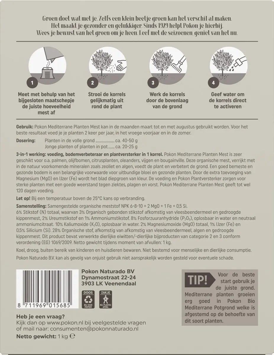 Pokon Mediterrane Planten Mest 1kg - afbeelding 2 van 6