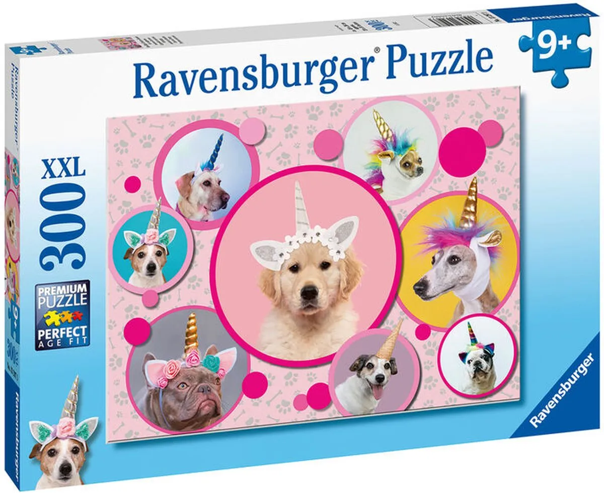 Ravensburger Schattige Eenhoorn-honden Legpuzzel 300 Stuks - Roze