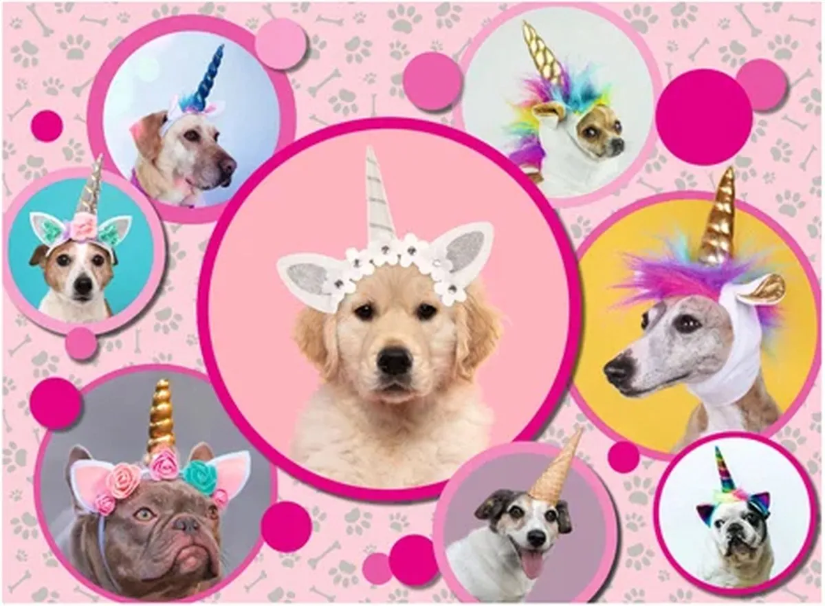 Ravensburger Schattige Eenhoorn-honden Legpuzzel 300 Stuks - Roze